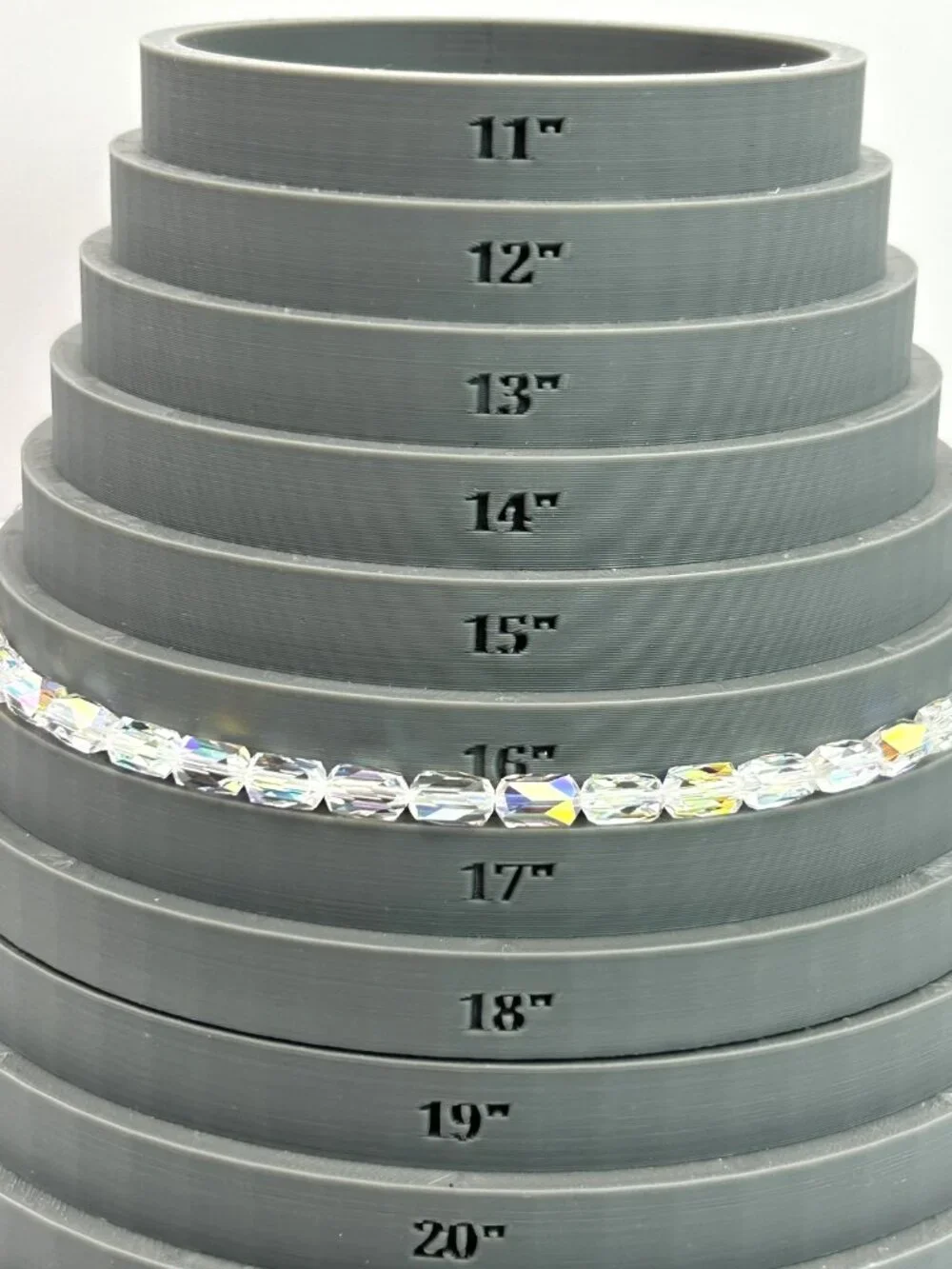 Vintage AB Crystal Rainbow Barrel Bead Necklace Aurora Borealis 16”